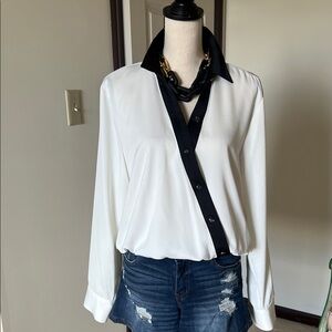 Karl Lagerfeld White and Black Button Down Shirt , new